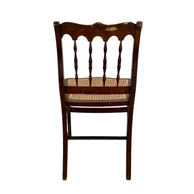 Antique Victorian Eastlake-Style Spindle-Back Side Chair With Rattan Seat Detail For Sale - Image 17 of 18