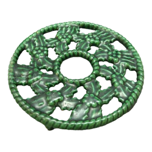 French Cast Iron Enameled Green Trivet Made in France 1970