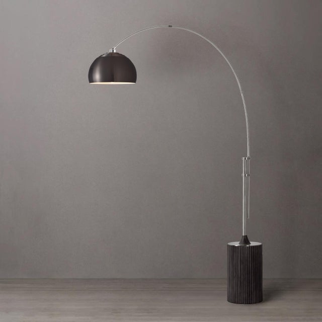 Mid-Century Modern 1980s Nova of California Black Nickel Floor Lamps - 92 Inch Mid Century Modern, Black Oak Base, Satin Nickel For Sale - Image 3 of 7