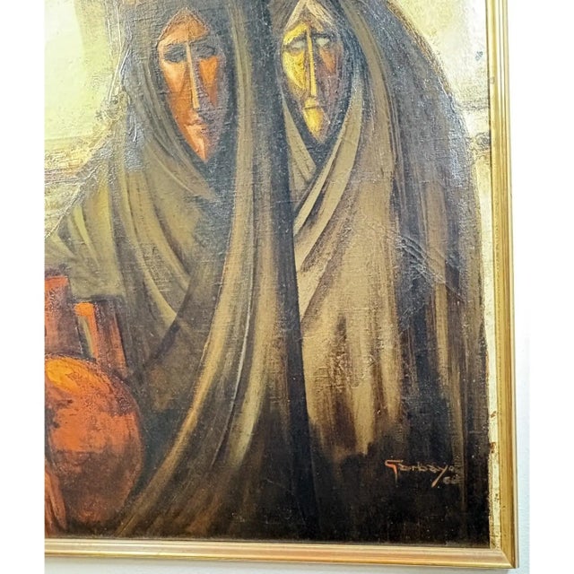 Wood Monumental 1968 Fermin Hernandez Garbayo Spanish Expressionist Oil Painting a Thousand Words For Sale - Image 7 of 9