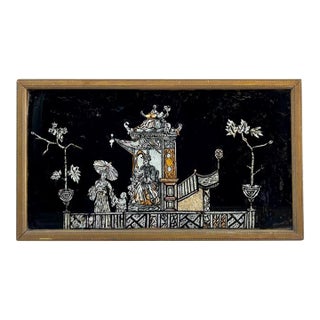 Antique English Chinoiserie Tinsel Painting For Sale