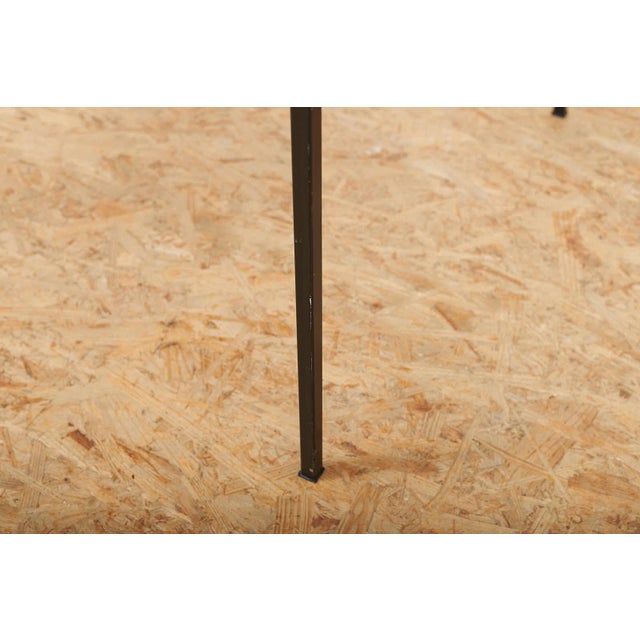 Coffee Table in Black Lacquered Metal Square Tube and Glass Top with Blue Metal Shelf For Sale - Image 5 of 11