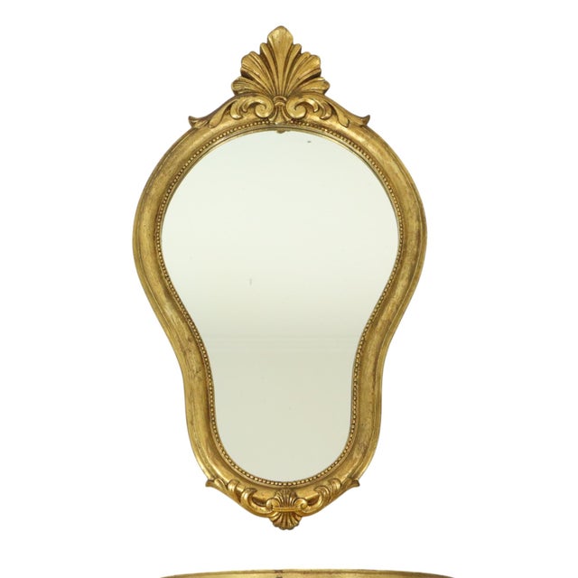 Baroque Gilded Baroque Style Mirror with Console, 1960s, Set of 2 For Sale - Image 3 of 18