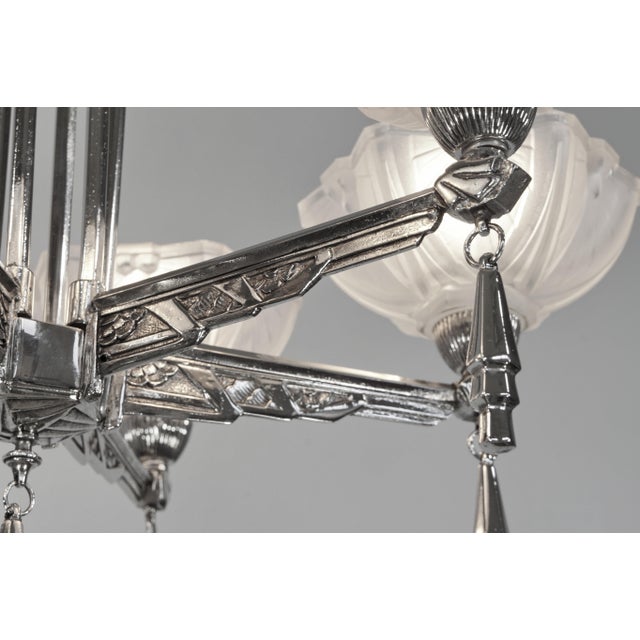 French Art Deco Chandelier by Jean Gauthier Ejg - 1930 France For Sale - Image 10 of 13