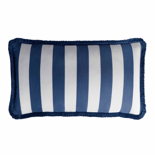Contemporary Striped Outdoor Happy Cushion Cover from Lo Decor For Sale - Image 3 of 3