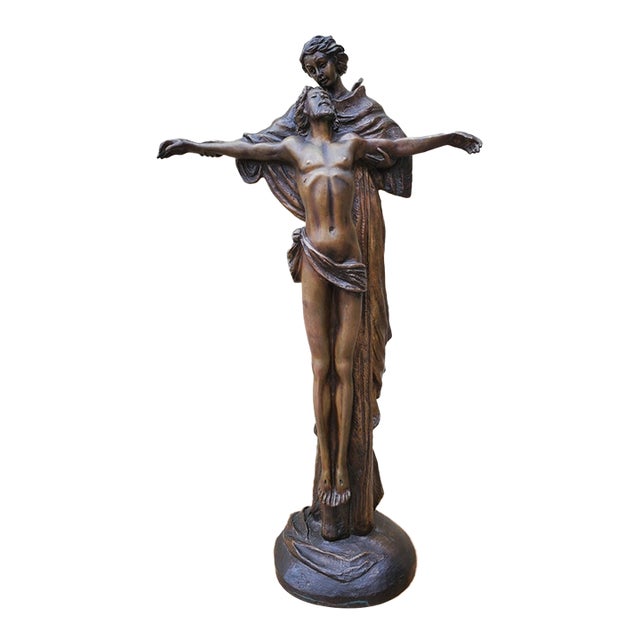 1980s Jesus Ascending Bronze Staute For Sale