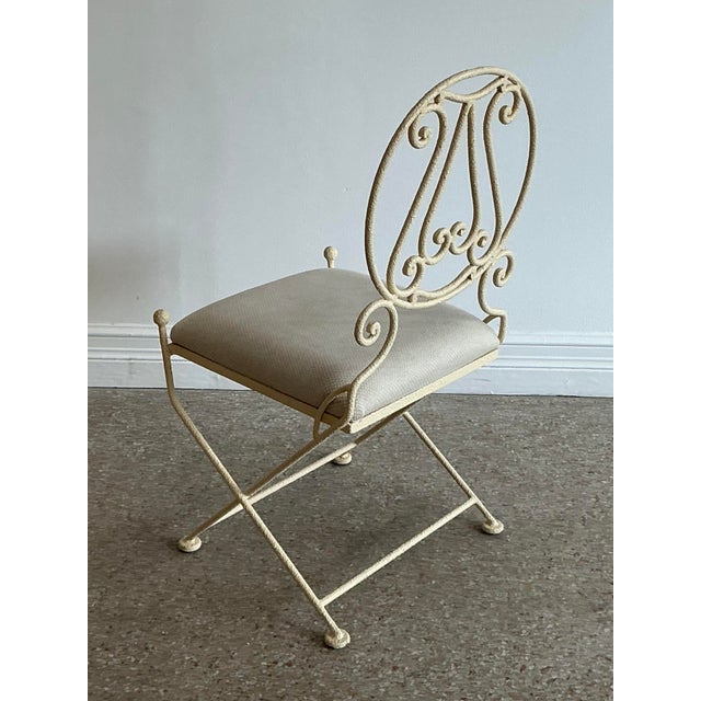 Cream Vintage Textured Wrought Iron Chair For Sale - Image 8 of 12