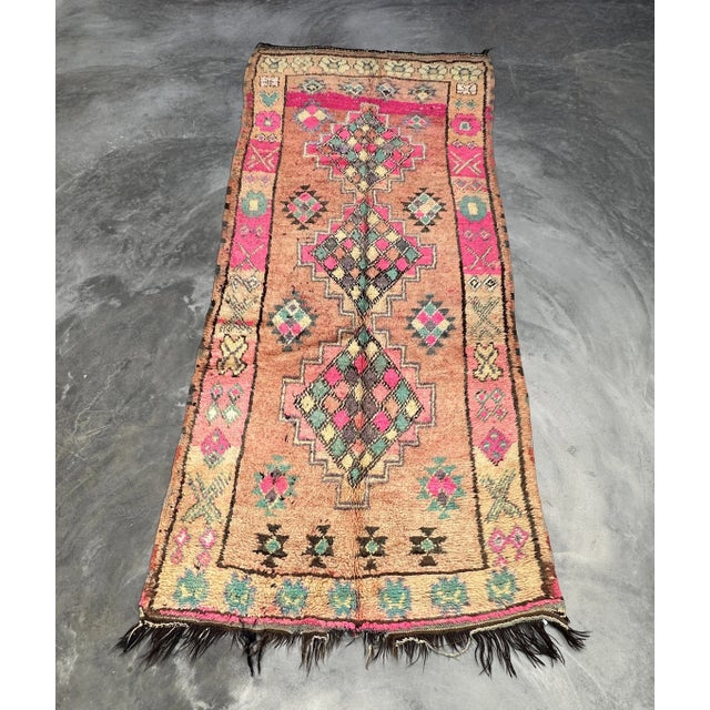 1980s Handknotted Pink Moroccan Rug - 5'4" X 12'2" Ft For Sale - Image 4 of 11