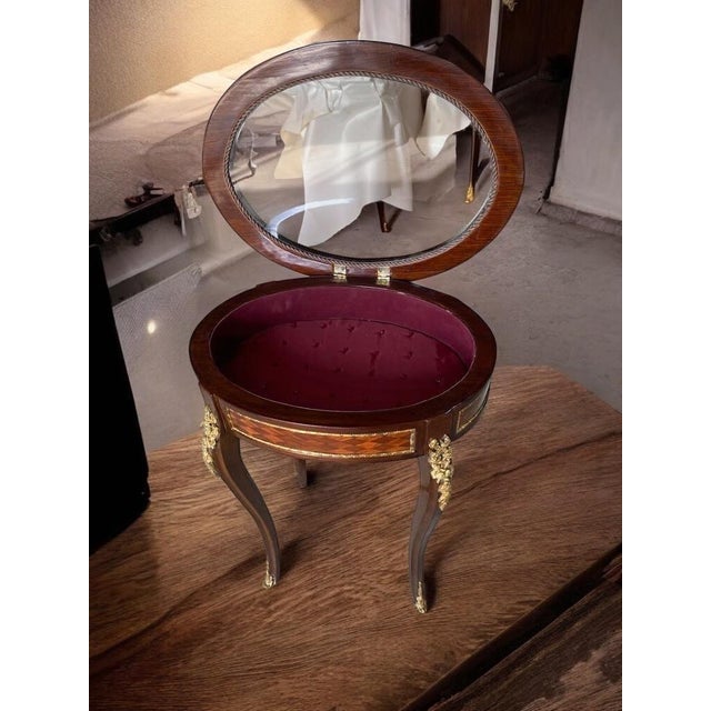 Gold Vintage Louis XV Style Mahogany Jewelry Box Display For Sale - Image 8 of 9