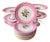 Antique French Pink Old Paris Porcelain hand-painted dessert set with 12 plates and 5 assorted tazzas, porcelain with gilt accents - 17 pcs For Sale