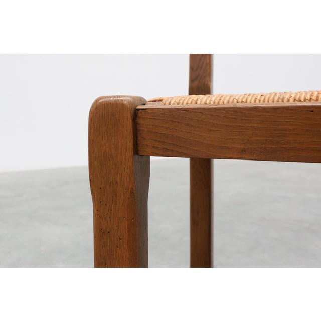 Rustic Oak Ladder-Back Chairs with Rush Seats, France, 1950s, Set of 6 For Sale - Image 13 of 18