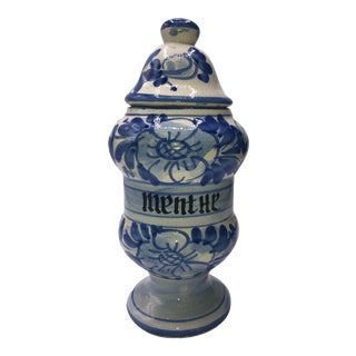 Vintage French Quimper Breton Apothecary Jar For Sale