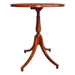 Vintage MCM Bombay Company Round Mahogany Pedestal Accent Table For Sale
