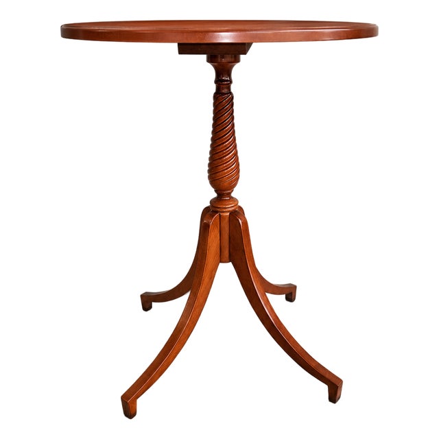 Vintage MCM Bombay Company Round Mahogany Pedestal Accent Table For Sale