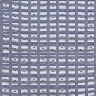Sample - Schumacher X Caroline Z Hurley Tiasquam Weave Fabric in Navy For Sale