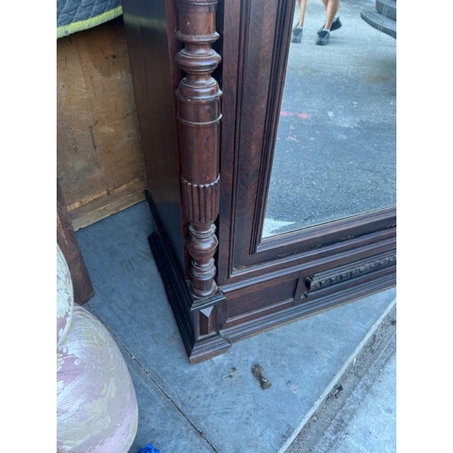 Rosewood Antique French Louis XV Rococo Mirrored Armoire For Sale - Image 9 of 12