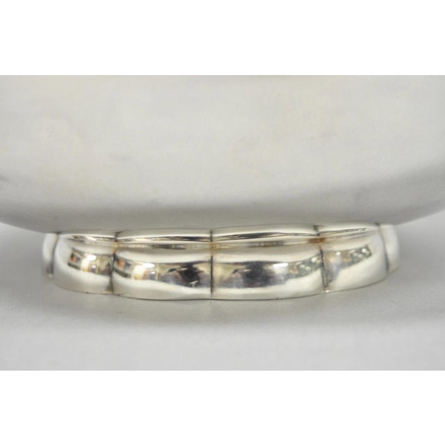 Vintage Poole 811 Mid Century Modern Silver Plated Scalloped Footed Oval Serving Fruit Bowl. Circa Mid 20th Century....