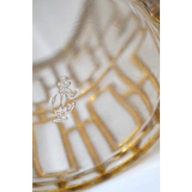 1960s Imperial Glass Shoji Trellis 22 Carat Gold Plated Bud Vase Cocktail Glasses Mixer Set - Set of 5 For Sale In Cincinnati - Image 6 of 12
