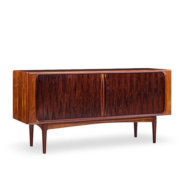 Bernhard Pedersen Mid Century Danish Rosewood Tambour Door Credenza With Hutch For Sale - Image 9 of 13