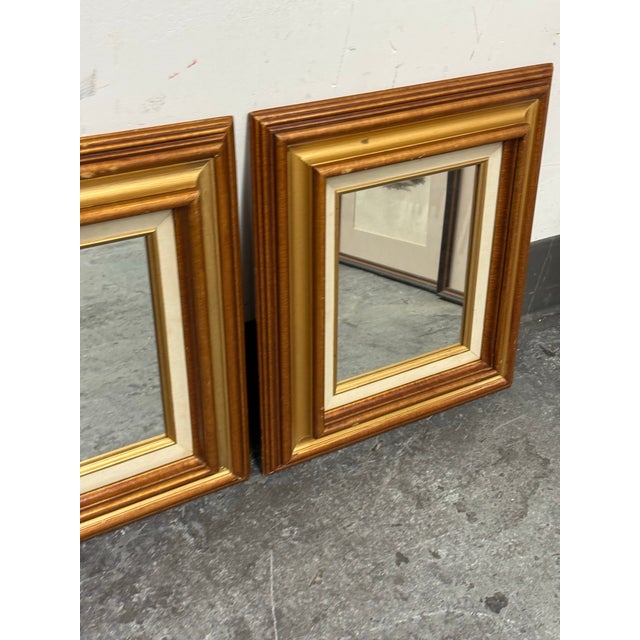 Wood Vintage Square Giltwood Wall Mirrors, 20th Century, Pair For Sale - Image 7 of 12