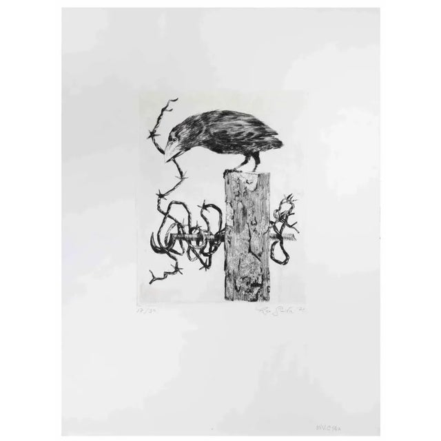 Crow is an artwork realized by the Contemporary Italian artist Leo Guida (1992 - 2017) in 1972. Original black and white...