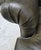 Vintage English Georgian Style Distressed Olive Green Leather Wingback Library Armchair With Ball & Claw Feet For Sale - Image 4 of 12