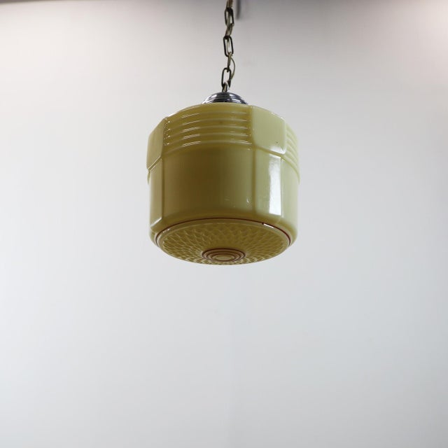 1930s Art Deco Milk Glass Pendant Light For Sale - Image 4 of 5