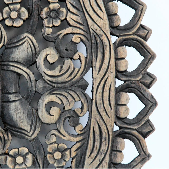 Boho Chic Burn Carved Medallion Panel 36" For Sale - Image 3 of 4