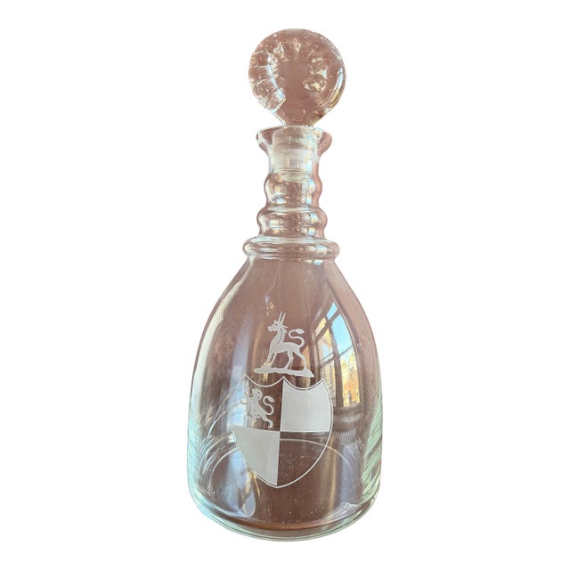 Late 20th Century Decanter Fabulous Xtra Large With Etched Crest For Sale