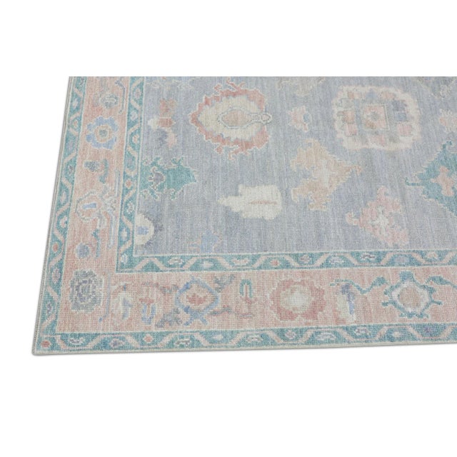 Blue Multicolor Handwoven Turkish Oushak Rug 4'11" X 7' For Sale In Houston - Image 6 of 10