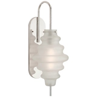 Kelly Wearstler for Visual Comfort Signature Tableau Large Sconce in Polished Nickel with Volcanic Glass For Sale