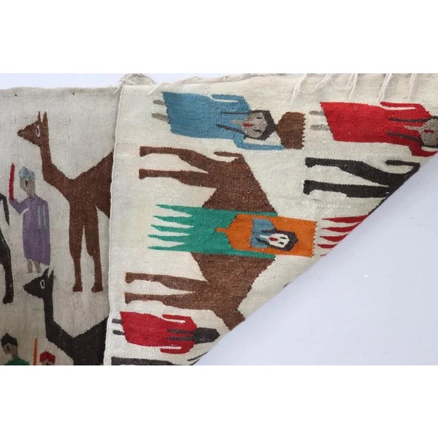 Black Handmade Israeli Wall Tapestry or Wall Rug, 1930s For Sale - Image 8 of 9