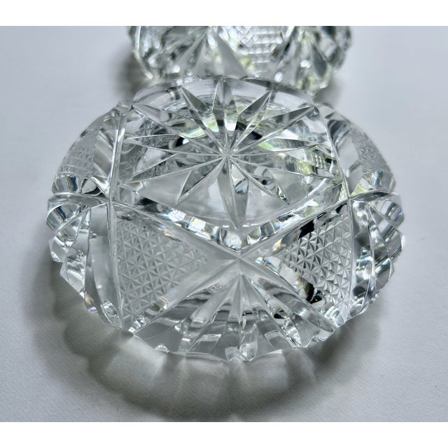 Vintage Pair of Bohemian Clear Cut Lead Crystal Ashtrays For Sale - Image 15 of 16