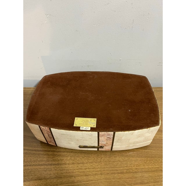 Late 20th Century Vintage Maitland Smith Tessellated Marble and Brass Inlaid Box For Sale - Image 5 of 6