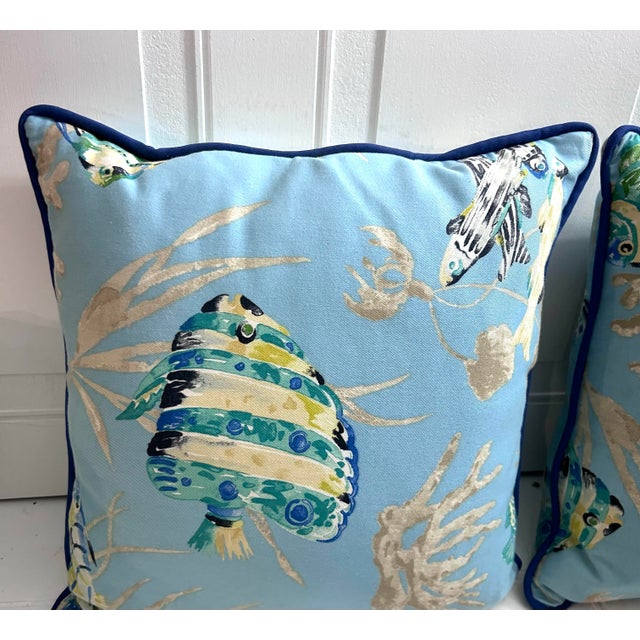 Coastal Set of 2 Coastal Marine Cushions For Sale - Image 3 of 9
