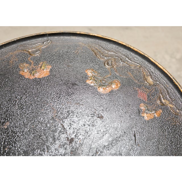 Wood 20th C. English Chinoiserie Ebonized Gilt Tripod Drinks Table For Sale - Image 7 of 17