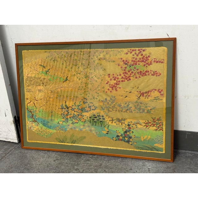 Design Plus Gallery presents a Sōgara Yūzen Framed Artwork. This decorative work displays a continuous hand-silkscreened...
