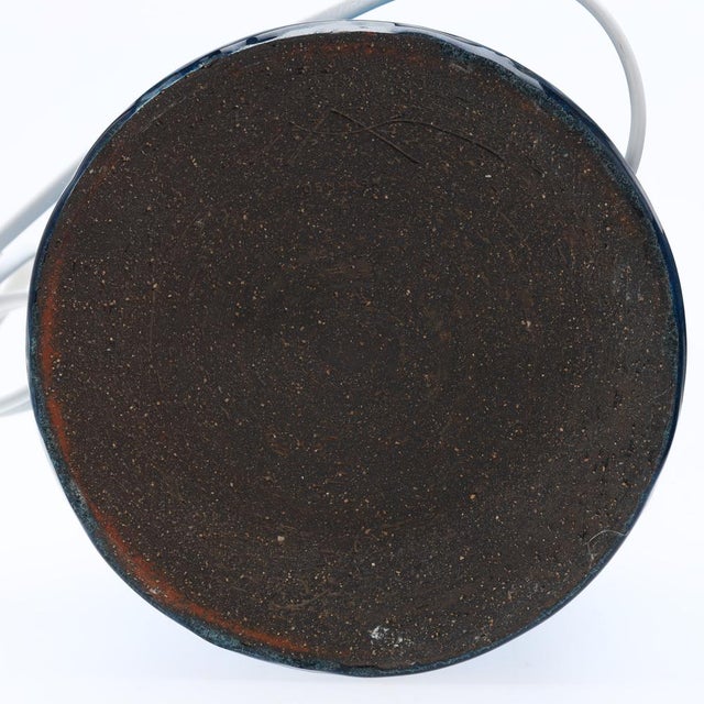 Blue Glazed Ceramic Table Lamps by Nils Kähler for Kähler, Denmark, 1960s, Set of 2 For Sale - Image 12 of 13