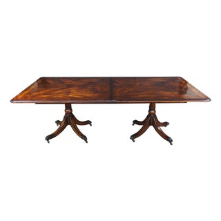Theodore Alexander English Regency Mahogany Burl Double Pedestal Dining Table For Sale