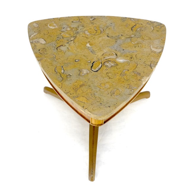 Tomlinson Triangular Marble Top Side End Occasional Table Stand c1970s MINT