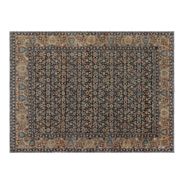 Early 20th Century Persian Kirman Botanic Handwoven Wool Rug For Sale