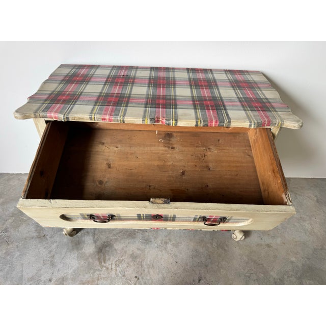 Antique French Country Farmhouse Chest of Drawers With Tartan Detailing For Sale - Image 10 of 12