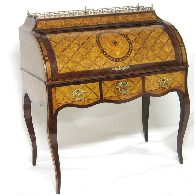 Karelian Birch and Guilded Bronze Secretaire For Sale - Image 12 of 13