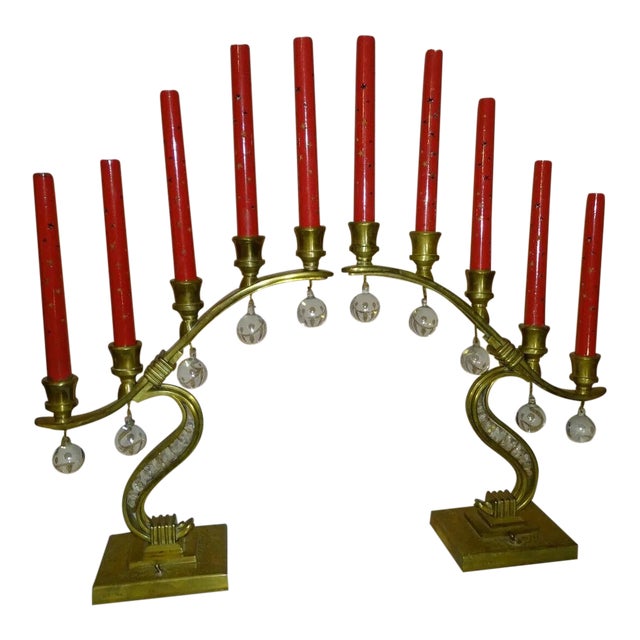 French Art Deco Signed "Sabino Paris" Gilt Bronze/ Cut Star Form Table Lamps C1930 - a Pair For Sale