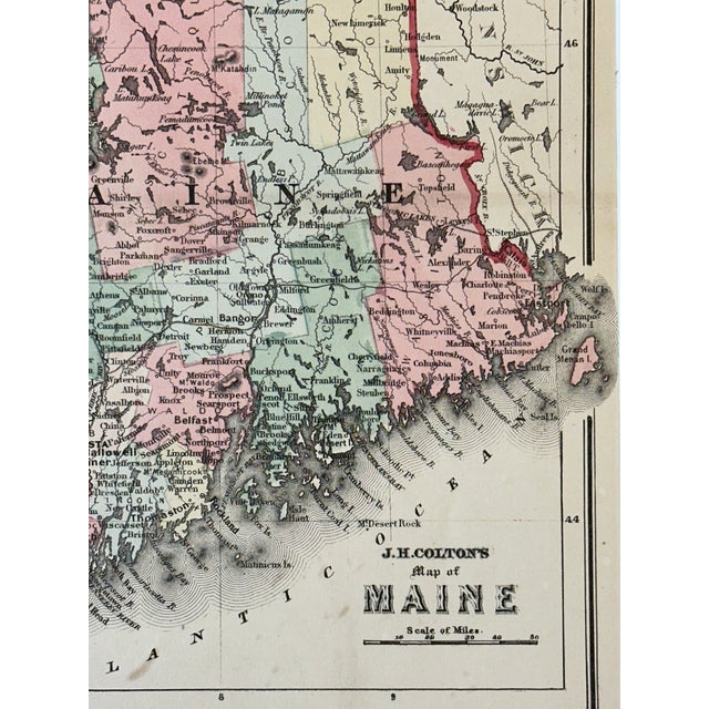 Traditional Maine by Colton — Original Atlas Map, 1850 For Sale - Image 3 of 5