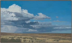 Where It Gathers by Michael Magrin | Oil on Canvas Prairie Landscape With Storm Clouds