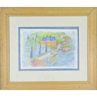 Giovanni Gromo, Landscape, Pencil and Watercolor on Cardboard, 1980s For Sale