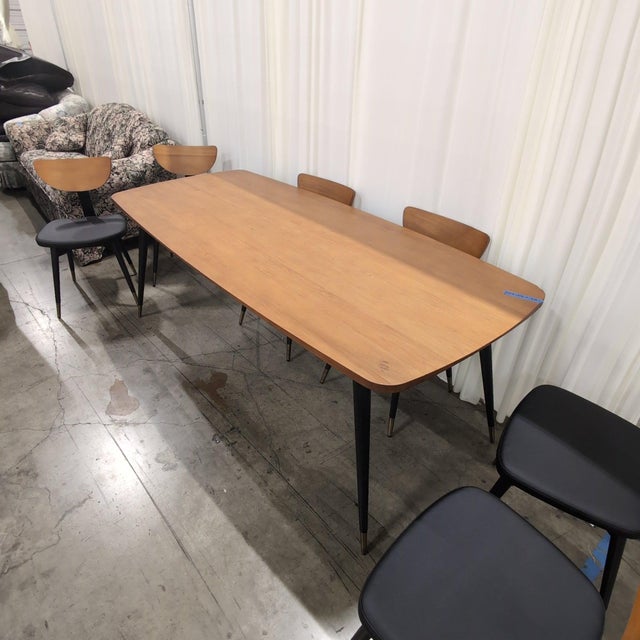 Wood Scandinavian Designs Lanson 7-Piece Dining Set, Solid Poplar Table and 6 Chairs, Light Walnut For Sale - Image 7 of 10