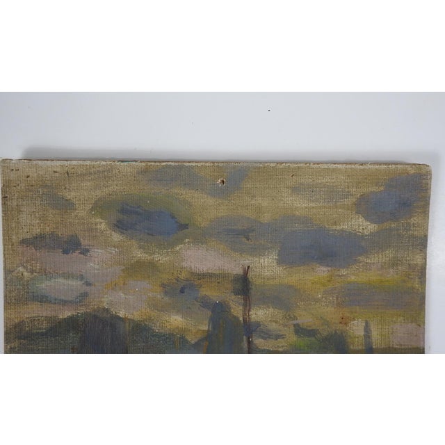 French Small Early 20th Century Evening Sailboats Plein Air Painting For Sale - Image 3 of 4