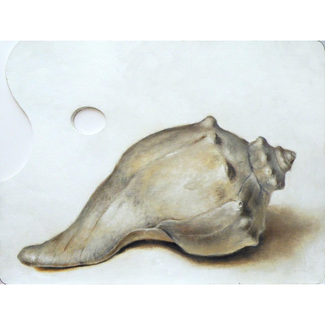 Conch by Daniel Maidman | Oil on palette Painting of a conch shell on a palette For Sale